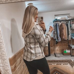 Button down hooded flannel